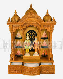 Gopuram Style Traditional Modern Hand Carved Teak Wood <b>Mandir</b> Home Durable Brown Finish Indian Temple Export USA UK - Product Image 5