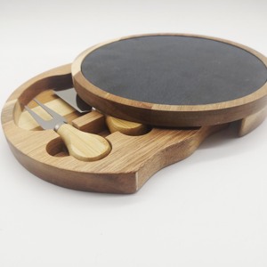 Fábrica al por mayor Acacia pizarra <span class=keywords><strong>Brie</strong></span> tabla de cortar queso y herramientas pizarra de madera tabla de queso con cuchillos conjunto - Product Image 2