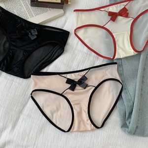 <span class=keywords><strong>Slip</strong></span> da <span class=keywords><strong>Donna</strong></span> in Rete Trasparente di Nylon con Bordo a Contrasto e <span class=keywords><strong>Mini</strong></span> Fiocco in Raso, Sexy e Traspirante, Lingerie Quotidiana - Product Image 1
