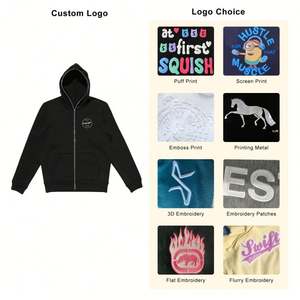 Sudaderas con capucha para hombre, con logo personalizado, al por mayor, moda urbana, forro polar de alta calidad, con cremallera, felpa francesa, para cubrir toda la cara, 100% algodón. - Product Image 3