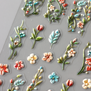 สติกเกอร์ติดเล็บลายนูน 5 มิติ แบบใหม่ ปลอดสารพิษ ลายกิ่งดอกไม้สีส้ม สำหรับฤดูใบไม้ผลิ/ฤดูร้อน - Product Image 5