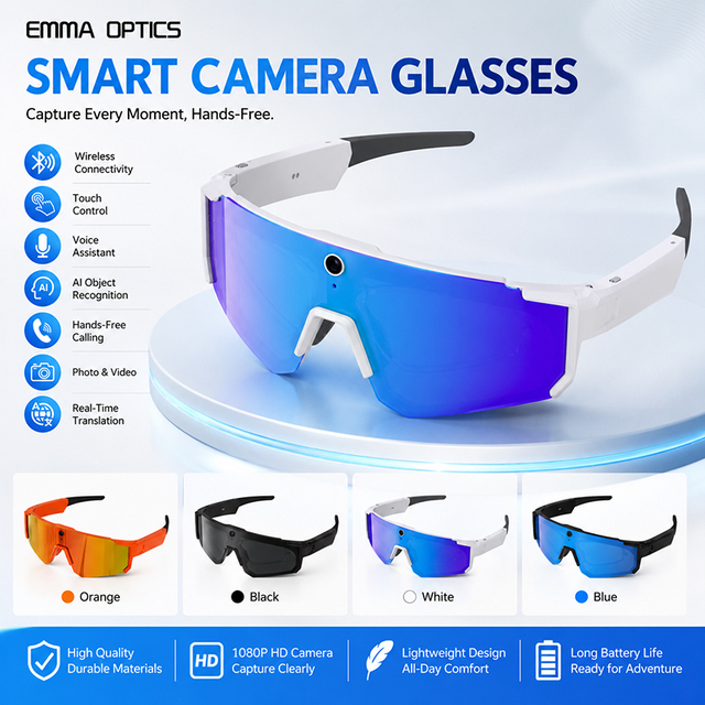 V06 Wireless Action Video Camera Glasses 8MP HD Photography Smart Sunglasses Lightweight Sports DV Eyewear for Cycling Running