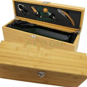 Elegante caja de vino de madera personalizada, ceremonia de aniversario, soporte <span class=keywords><strong>para</strong></span> caja de vino de boda <span class=keywords><strong>para</strong></span> parejas, Accesorios de Vino de bambú grabados personalizados - Product Image 3