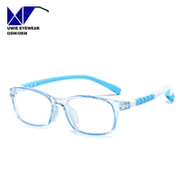 Lunettes optiques rectangulaires personnalisées OEM TPEE&TR90 anti-lumière bleue pour enfants et adolescents, taille 46-16-125, 10+ ans d'expérience