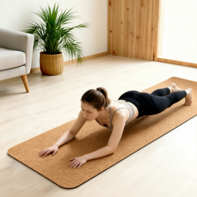 Dingye 100% Natural Cork Yoga Mat High Density Non-Slip Eco-Friendly Foldable with Rubber Backing for Yoga Pilates Gym & Fitness