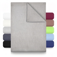 Drap plat classique GREEN MARK Textilien 100% coton, sans élastique, doux, respirant, facile d'entretien, toutes saisons, lavable, naturel/crème