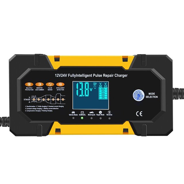 12V 24V Car Battery Charger Maintainer Trickle Charger with LCD Screen Pulse Repair Charger