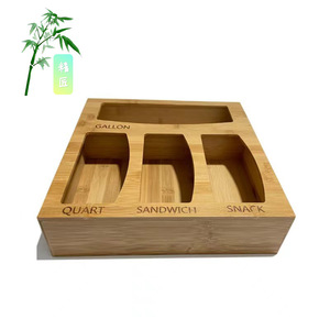 <b>Bamboo</b> Storage Box 12x12inch 4-Compartment Food <b>Container</b> Rectangle Shape For Kitchen Organization - Product Image 3