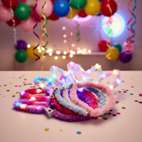 Ensemble de bandeaux lumineux LED modernes avec oreilles de chat, en plastique et plumes, accessoires mignons qui brillent dans le noir pour filles, pour Pâques, concerts et fêtes