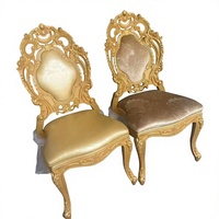 Chaise de salle à manger en résine PP avec dossier sculpté de style européen, chaise de mariage en plastique doré pour événements, fêtes et banquets