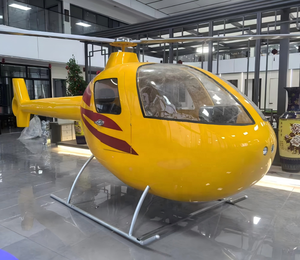 نموذج طائرة هليكوبتر باللون الأصفر الساطع مع نقوش حمراء - طائرة عرض من السبائك للمكاتب والمتاحف وديكورات المقتنيات - Product Image 1