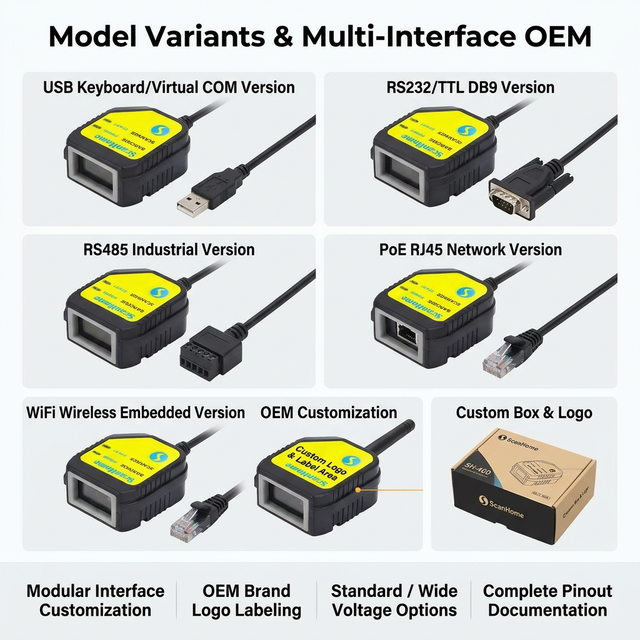 Embedded 2D Scan Module USB/WiFi PoE RS485 PLC I/O Industry 4.0 IoT Smart Factory Barcode Scanner in Stock