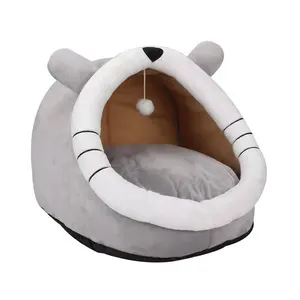 Calmante cama Cueva del Gato PP de algodón lavable plegable gris lindo tienda Cama de Gato bola cueva