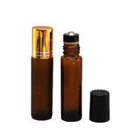 Bouteilles en verre à bille en gros, flacons en verre vides avec bille en acier inoxydable et capuchon en aluminium pour l'emballage d'huiles essentielles et de cosmétiques