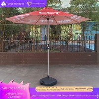 Parasol publicitaire manuel de 27 mètres à mât central en tube de fer, imprimé sur mesure, pour terrasses, zones panoramiques et établissements de restauration
