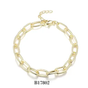Hip Hop Design High End 18K Gold Plated Twisted Link Chain Stainless Steel Bracelet