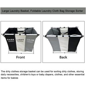SKY-TOUCH, clasificador de ropa grande de 3 secciones, clasificador de 3 cestos plegable, bolsa de ropa sucia portátil para clasificar cargas grandes - Product Image 4
