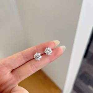 Dylam Winter Season Collection Top High Jewel S925 <b>Silver</b> 4.36ct D VVS1 Moissanite Stone Snowflake <b>Stud</b> Earrings for Women - Product Image 3