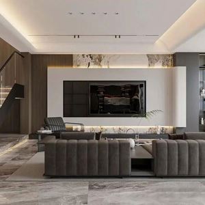 Modern Luxury High Quality Wooden <b>TV</b> Cabinet and Coffee Table for Living Room with Background Wall - Product Image 2