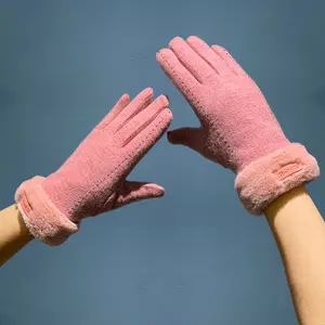 BSCI מפעל סיטונאי חורף צמר חיצוני חם חמוד גבירותיי כפפות מגע מסך אופנה נשים כפפות