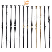 Balustre en fer forgé de luxe noir, simple et uni, avec boule de cristal de 5/8 po, pour escalier intérieur et garde-corps de balcon