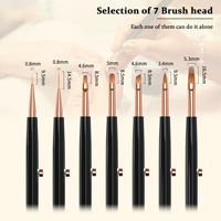 Ensemble de 9 pinceaux professionnels rétractables brevetés à manche noir en nylon de qualité supérieure pour nail art, avec sac en filet pour la peinture au gel UV
