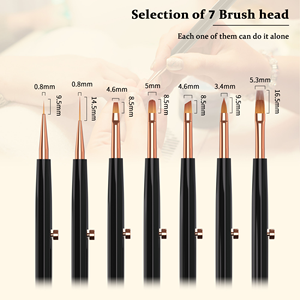 Juego de 9 Pinceles Profesionales Retráctiles Patentados con Mango Negro de Nailon Premium y Bolsa de <span class=keywords><strong>Malla</strong></span> para Pintura de Uñas con Gel UV - Product Image 4