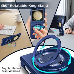 Funda Magnética de Lujo para Teléfono con Soporte Plegable Giratorio Invisible, Diseño de Armadura a Prueba de Golpes, para Z Flip 7/6/5, Carcasa Rígida de PC y TPU - Product Image 2