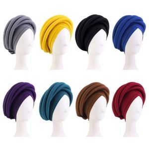 Nouveau style tendance : Turban pré-noué à cinq tresses, accessoires pour femmes africaines, couleur unie, personnalisable, en polyester extensible - Product Image 2