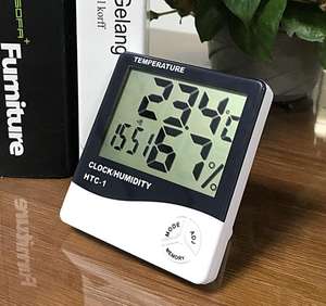 Termômetro digital de lcd automático, venda quente, higrômetro e relógio - Product Image 3