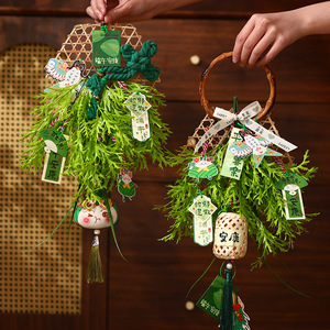 Adornos colgantes de artemisia para el Festival del Bote del Dragón, adornos colgantes de linterna de bambú tejida de Ankang, materiales de manualidades DIY para interiores - Product Image 2