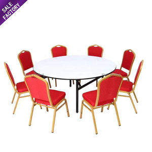 Chaise de banquet d'hôtel en aluminium, métal, fer, rouge et doré, empilable, à prix avantageux, pour les événements de mariage - Product Image 5