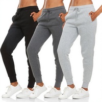 BottomLine Lot de 3 Pantalons de jogging pour femme, style vintage, taille mi-haute, coupe bootcut, en molleton tricoté uni, confortables, grandes tailles