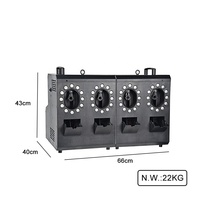 Machine à fumée et bulles LED RGB 48*3W 8 canaux DMX 2000W avec télécommande ABS+Plastique et 4 réservoirs de 1,2L