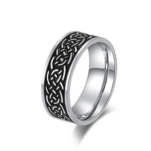 Men's Titanium Steel <b>Ring</b> Woven Knot Design Black Steel Color Gift Jewelry Nordic Style - Product Image 1