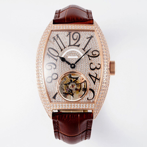 Reloj de Lujo para Hombre, con Moissanita en Oro Rosa, Diseño de Barril, Mecánico, Totalmente Automático, Tourbillon, Deportivo, de Alta Calidad, para Negocios - Product Image 3