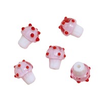 Perles en verre à pois mignonnes, motif champignon, pour DIY, bracelet, collier, accessoires de perles en vrac