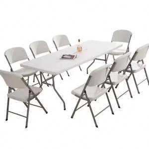 Outdoor White Patio <strong>High</strong> <strong>Space</strong> <strong>Saver</strong> Dining Folding Picnic Backyards Table And <strong>Chairs</strong> Set 4 Outside For Events - Product Image 3