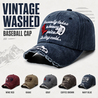 Cappellino da Baseball Ricamato Effetto Vissuto per Uomo, Stile Coreano Primavera-Autunno, Cappello a Becco d'Anatra Strappato, Cappello Casual da Esterno con Protezione Solare