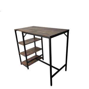 Vintage Oak Finish 3-Tier Industrial Morden Laptop Study Writing Desk with Wooden Storage Shelf