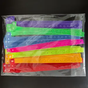 Free Sample 3/4\" Custom Logo PVC/Vinyl Wristbands Assorted Slap Bracelets For Music Events