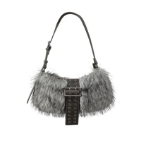 Sac bandoulière en peluche marron Lazy Plush, sac à l'épaule, sac croisé avec fermeture éclair et ceinture décorative en coton, nouvelle collection automne/hiver 2026