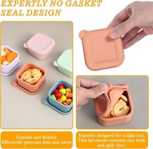 Contenitori per snack in silicone, piccoli contenitori riutilizzabili con coperchi, contenitori in silicone riutilizzabili per la preparazione dei pasti, set di contenitori per il pranzo tipo bento. - Product Image 3