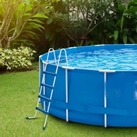 Echelle de piscine en métal à 4 marches Accessoire en acier résistant aux intempéries pour piscine extérieure hors sol
