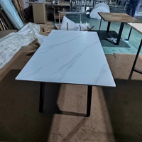 Meubles de salle à manger OEM dessus en marbre artificiel table à manger rectangulaire en pierre personnalisée
