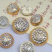 Botones redondos de diamantes de imitación de metal para ropa, accesorios de costura DIY, venta al por mayor, botón de decoración de moda de lujo, ropa DIY