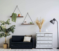 Rak Dinding Kayu Rustic Industrial - Tempat Pot Bunga Bentuk Segitiga untuk Ruang Tamu
