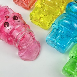 Nouveau design : Kit de slime transparent et pailleté pour enfants, avec jouet ours en chapeau aux couleurs arc-en-ciel et slime cristallin liquide. - Product Image 5
