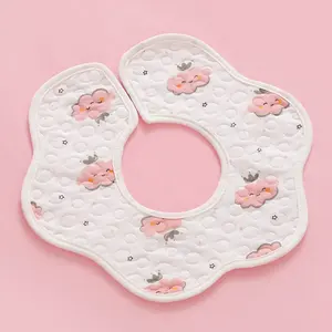Cotton 360 Degrees Rotation Strong Water Absorption Petal Saliva Towel Baby Bibs