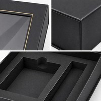 Boîte cadeau magnétique noire mate, emballage de luxe personnalisé en carton rigide avec fenêtre pour l'électronique, les montres, les bijoux, vente en gros OEM